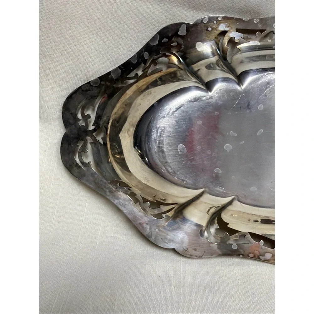 Vintage Silverplate Oval Serving Tray‎ Victorian Style sheffield reproduction